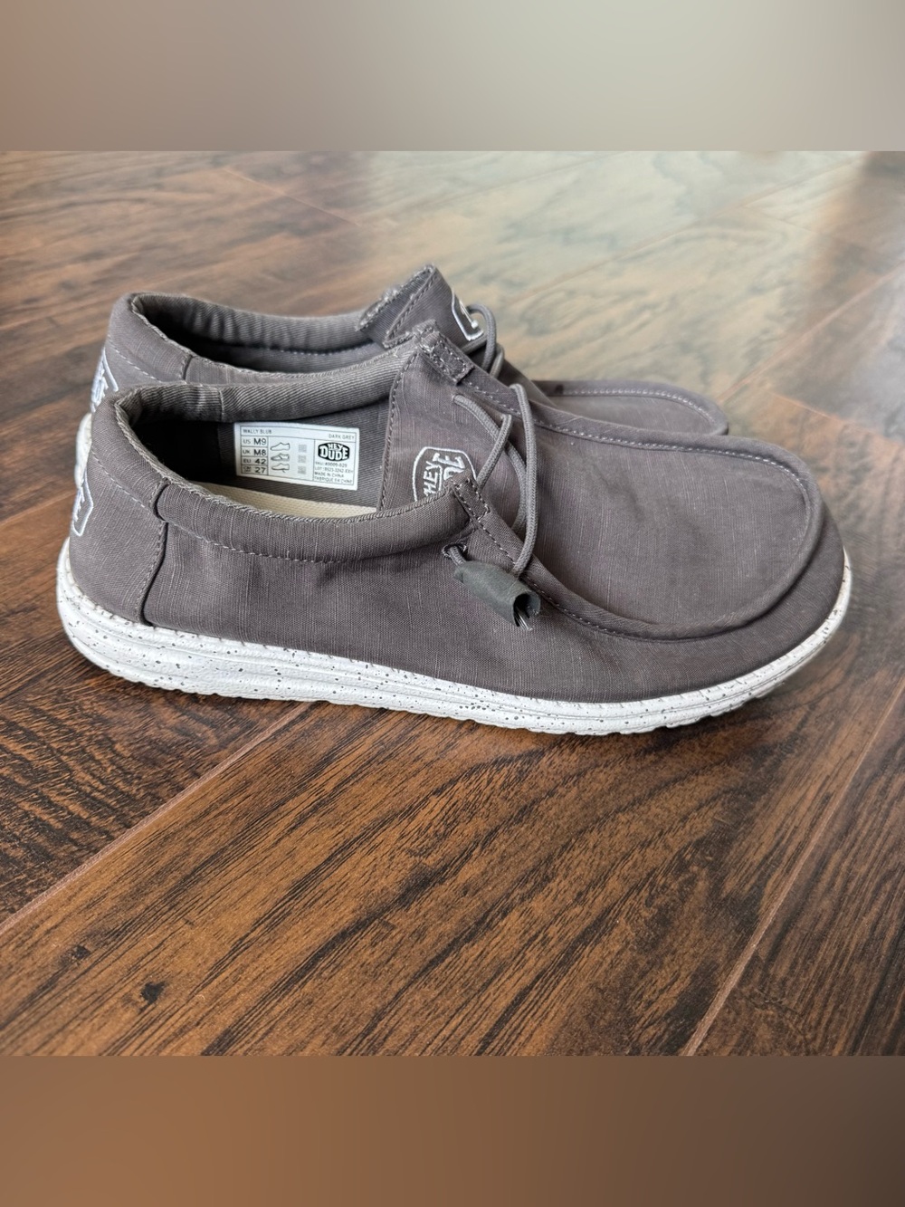 Hey Dude Wally Slub Slip-On Shoes Size 9 Grey